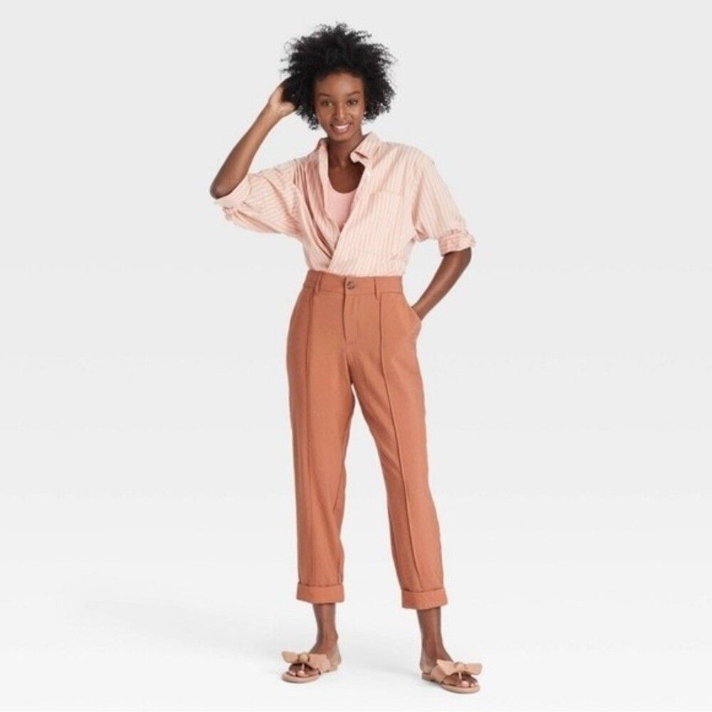A New Day High Rise Slim Straight Leg Pintuck Ankle Pants